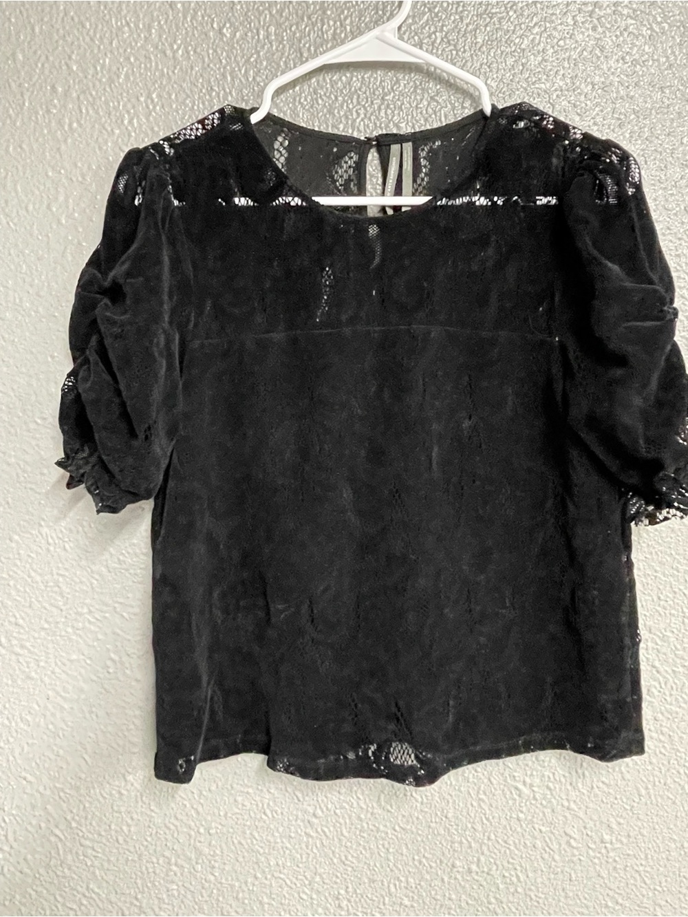 Anthropologie Black Sheer Puff-Sleeve Women’s Top
